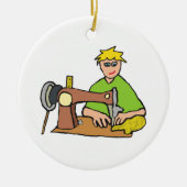 Naaimachine naaddruk keramisch ornament (Voorkant)