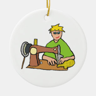 Naaimachine naaddruk keramisch ornament