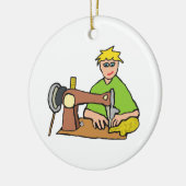 Naaimachine naaddruk keramisch ornament (Links)