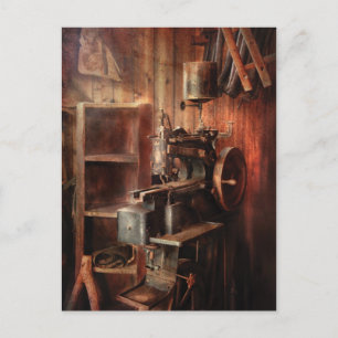 Naaimachine - naaimachine voor de zadelmakerij briefkaart