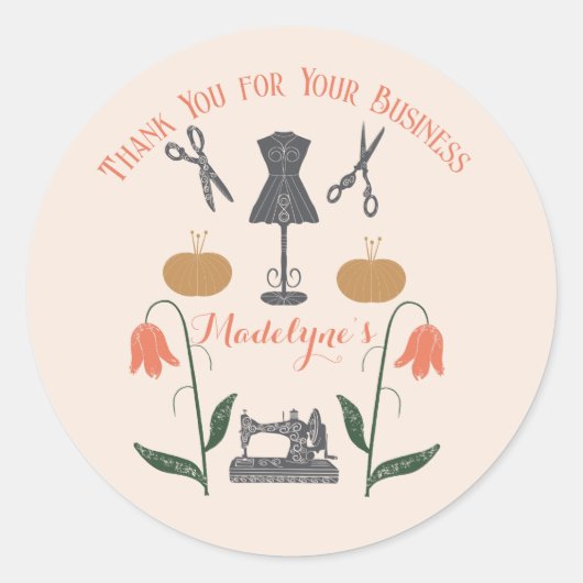 naaimachine naaister kleermaker ronde sticker (Voorkant)