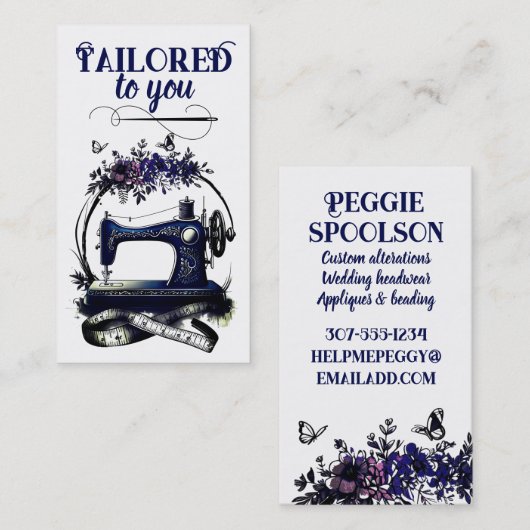  naaimachine naaister quilter kaart visitekaartje (Voorkant / Achterkant)