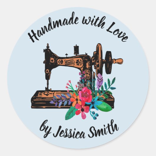 naaimachine op maat handgemaakte ambachten ronde sticker (Voorkant)
