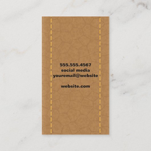 naaimachine | op maat maken | gestikt leer visitekaartje (Achterkant)