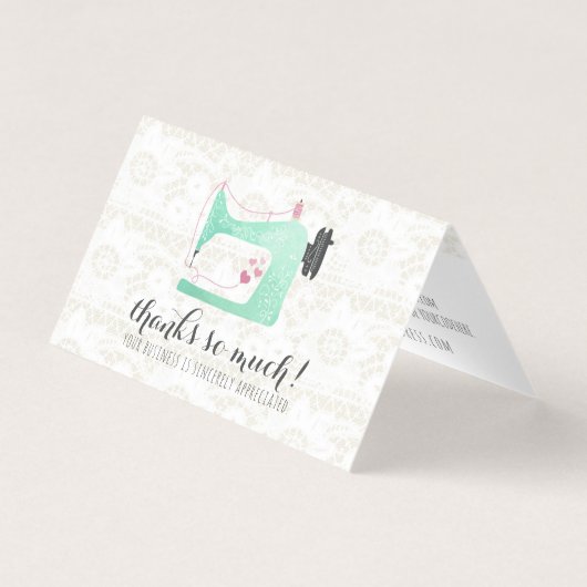 Naaimachine op Shabby Chic Kant Bedanktkaart Kaart (Voorkant)