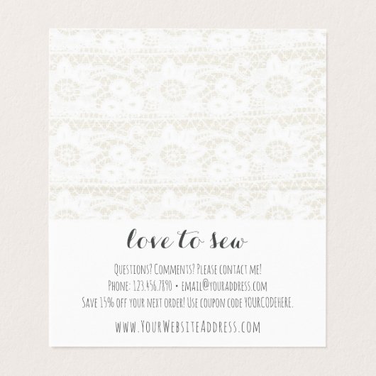 Naaimachine op Shabby Chic Kant Bedanktkaart Kaart (Binnenkant ongevouwen)