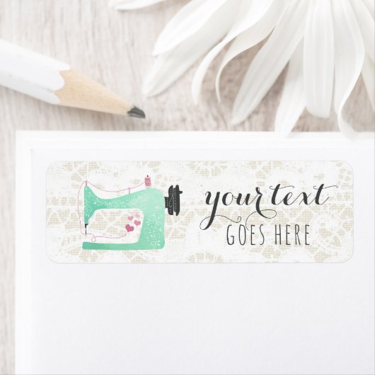 naaimachine op Shabby Chic Lace & Burlap Etiket (Insitu)