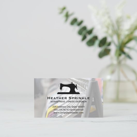 Naaimachine | Ophangen Kleren Visitekaartje (Staand voorkant)