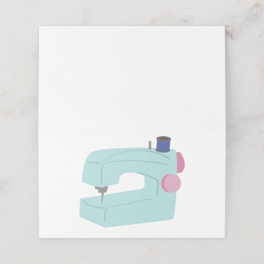 naaimachine plaatskaartje (Buitenkant ongevouwen)