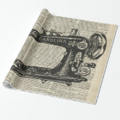 naaimachine potlood boven oude boekpagina cadeaupapier (Uitgerold)