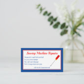 Naaimachine reparaties QR code blauw Visitekaartje (Staand voorkant)