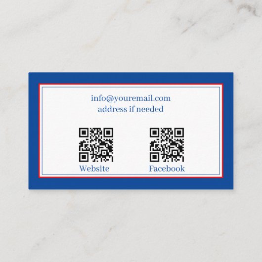 Naaimachine reparaties QR code blauw Visitekaartje (Achterkant)