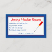 Naaimachine reparaties QR code blauw Visitekaartje (Voorkant)