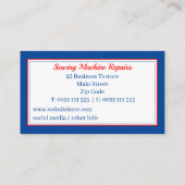 Naaimachine repareert blauw Visitekaartje (Achterkant)