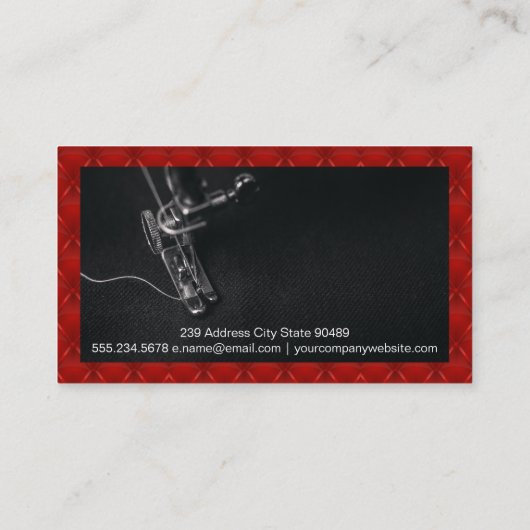 naaimachine | Rode opvulling Visitekaartje (Achterkant)