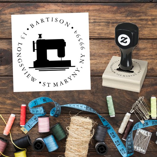 naaimachine RONDE RETOURADRES Rubber Stempel