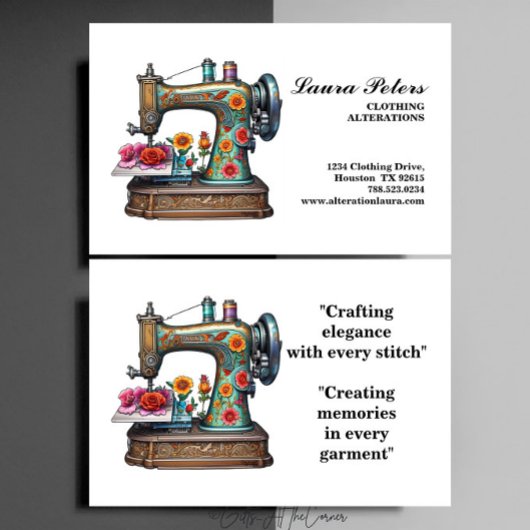  naaimachine Roos kleding verandering Bu Visitekaartje