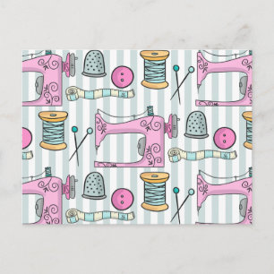 Naaimachine - Roze Ambachtelijke Naaiwerk Briefkaart