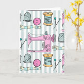 Naaimachine - Roze Ambachtelijke Naaiwerk Kaart (Gele Bloem)