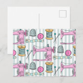 Naaimachine - Roze Ambachtelijke Naaldwerk Briefkaart (Voorkant / Achterkant)