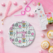 naaimachine - roze naaiwerk papieren bordje (Feest)