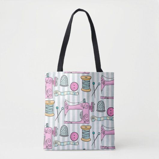 naaimachine - roze naaiwerk tote bag (Voorkant)