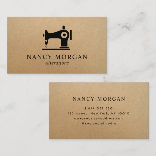 Naaimachine Rustic kraft Visitekaartje (Voorkant / Achterkant)