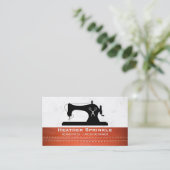 naaimachine | Schaar | Gestikt leer Visitekaartje (Staand voorkant)