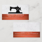 naaimachine | Schaar | Gestikt leer Visitekaartje (Voorkant / Achterkant)