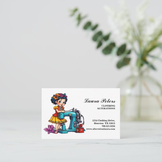  naaimachine Schattigee meisjeswijziging Visitekaartje (Staand voorkant)
