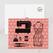 Naaimachine schroefdraadsnijmachine roze patroon briefkaart (Voorkant / Achterkant)