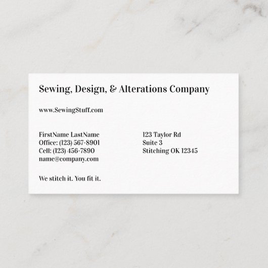 Naaimachine standaard, Visitekaartje van 3,5 x 2,0 (Achterkant)