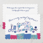 Naaimachine stof naaister kerstkaart (Voorkant / Achterkant)