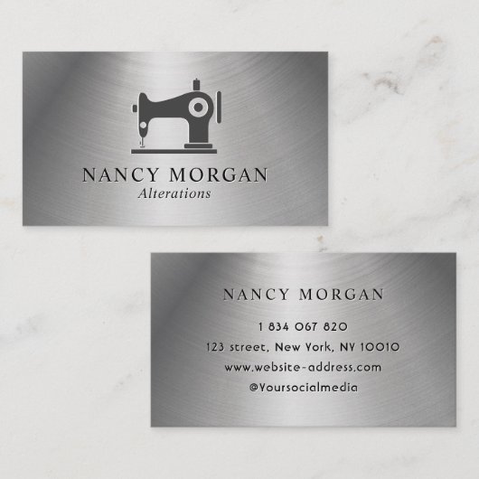 naaimachine van metaal visitekaartje (Voorkant / Achterkant)