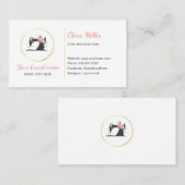 naaimachine visitekaartje waterverf zwart roze (Voorkant / Achterkant)