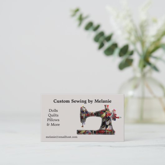  naaimachine voor patches visitekaartje (Staand voorkant)