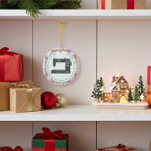 Naaimachine voor Quilters en Seamsters, Plaid Keramisch Ornament