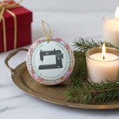 Naaimachine voor Quilters en Seamsters, Plaid Keramisch Ornament