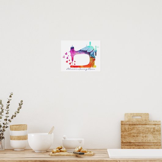 Naaimachine voor ruimtewand poster (Keuken)