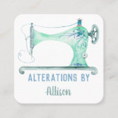 Naaimachine Waterverf vierkant piek Vierkante Visitekaartje (Voorkant)