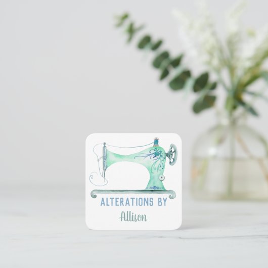 Naaimachine Waterverf vierkant piek Vierkante Visitekaartje (Staand voorkant)