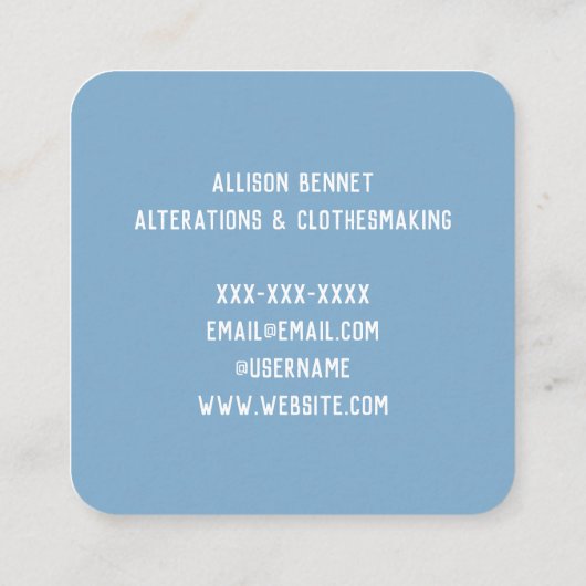 Naaimachine Waterverf vierkant piek Vierkante Visitekaartje (Achterkant)