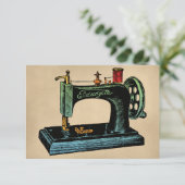 naaimachine Wenskaart kleurrijke Vintage Kaart (Staand voorkant)