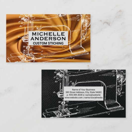  naaimachine | Zijdeweefsel Visitekaartje (Voorkant / Achterkant)