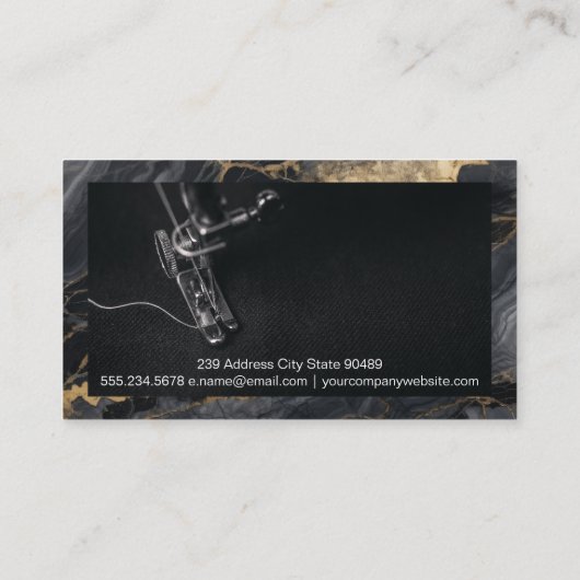 naaimachine | Zwart Goud Marmer Visitekaartje (Achterkant)