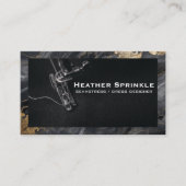 naaimachine | Zwart Goud Marmer Visitekaartje (Voorkant)