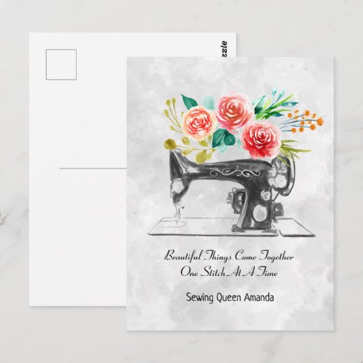 naaimachine zwart wit briefkaart (Voorkant / Achterkant)