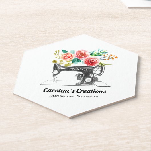 Naaimachine Zwart Wit Naaisters Tailor Kartonnen Onderzetters (Schuin)