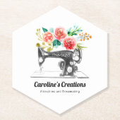 Naaimachine Zwart Wit Naaisters Tailor Kartonnen Onderzetters (Voorkant)