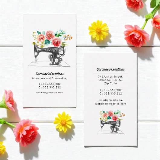 Naaimachine Zwart Wit Rood Tailor Visitekaartje